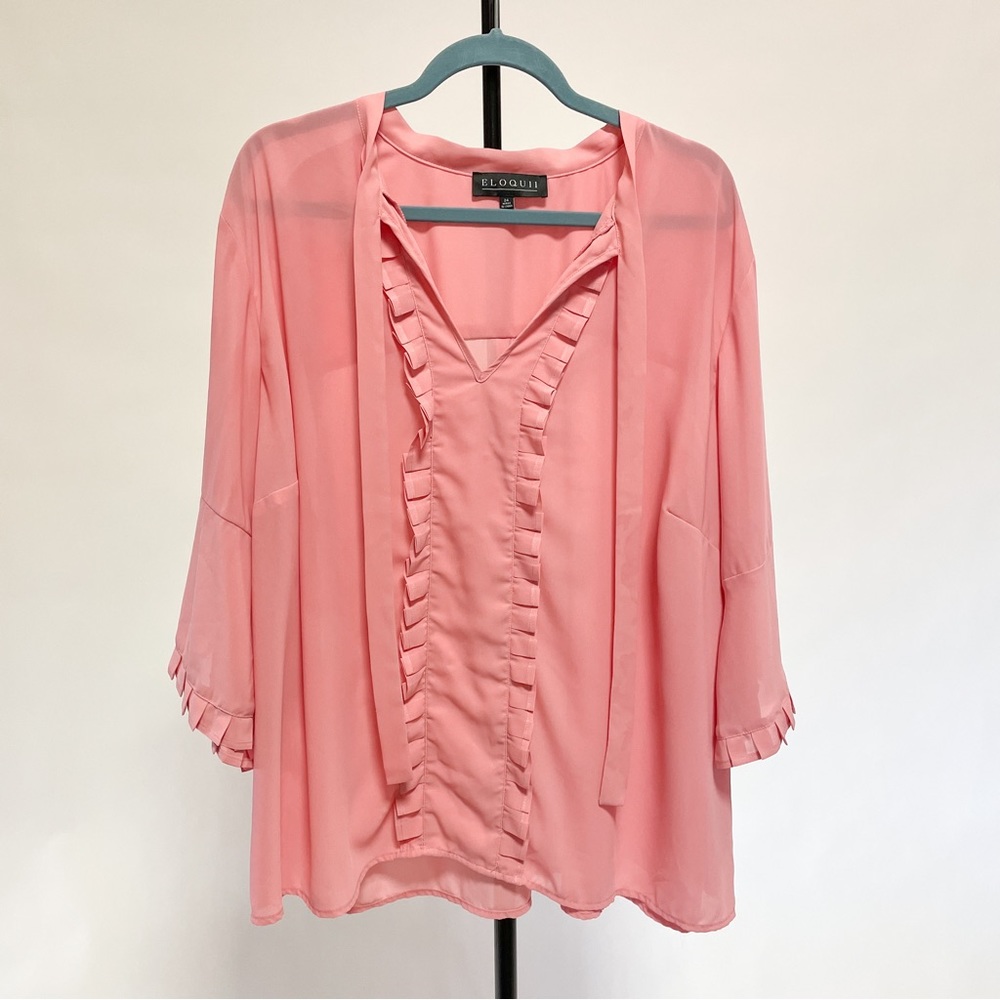 NWOT Eloquii pink ruffle top plus size 24 NEW!